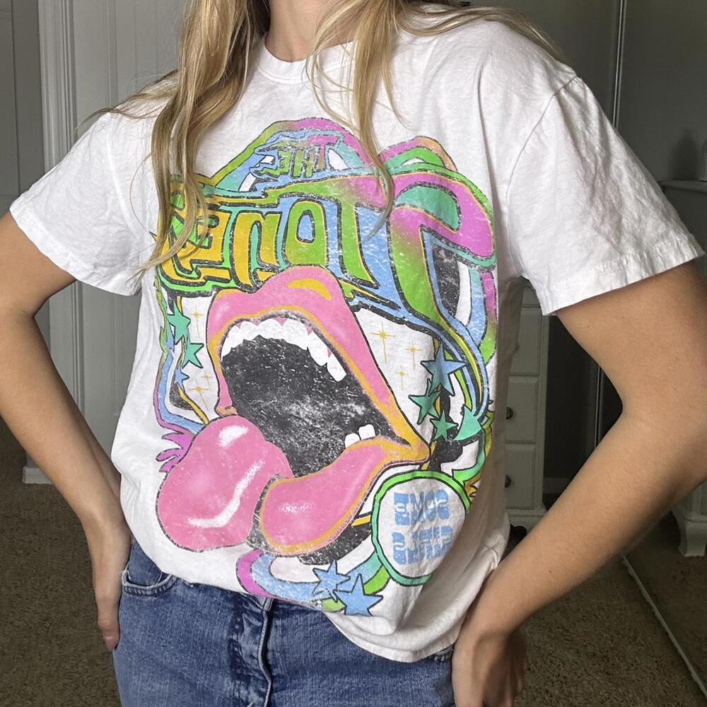 Women's White and Multi Tshirt